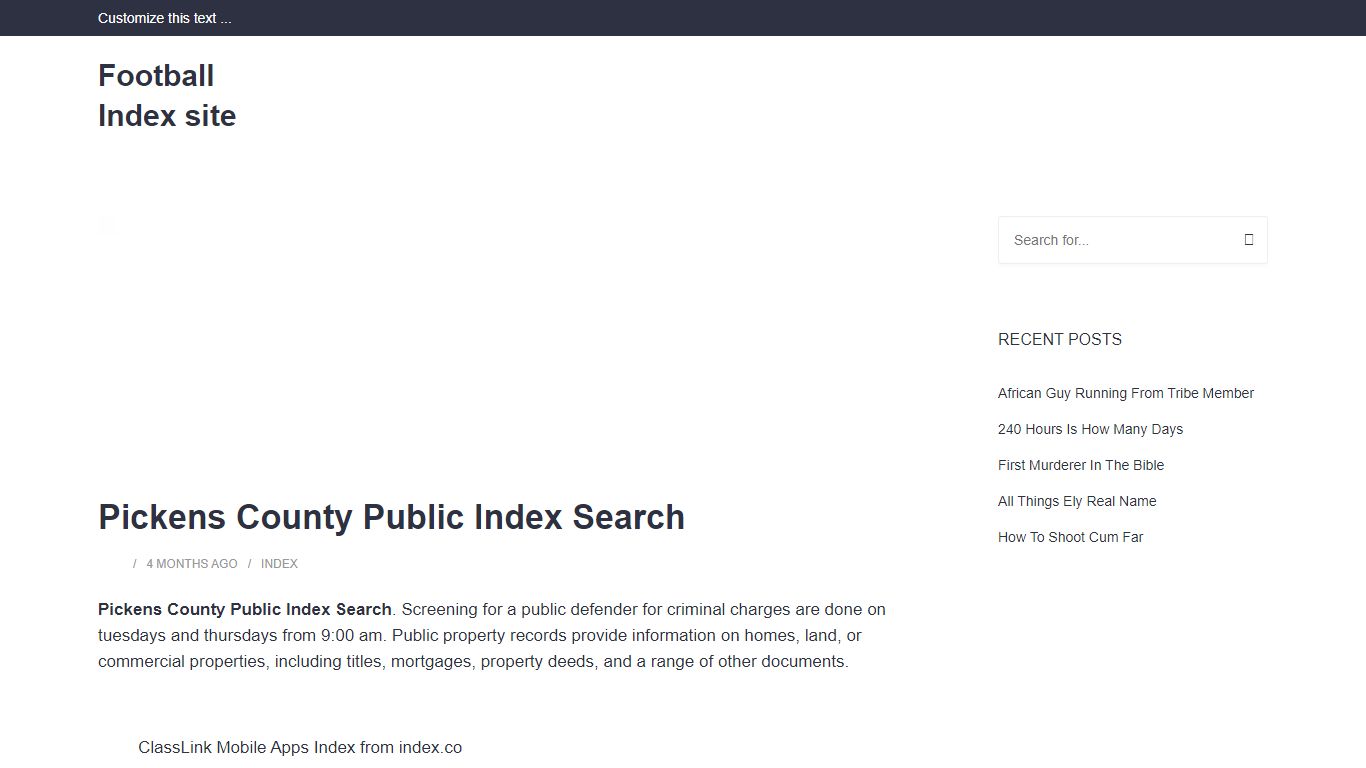 Pickens County Public Index Search - Football Index site